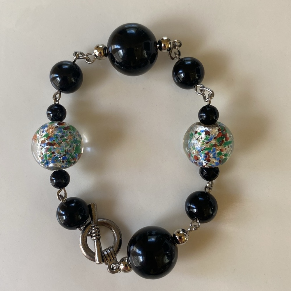 Black & Colorful Glass Bracelet